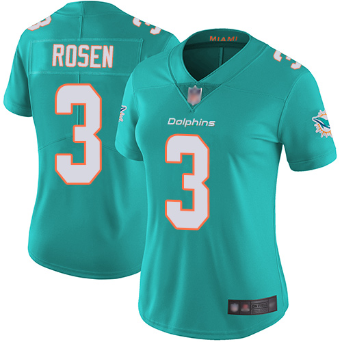 Nike Miami Dolphins #3 Josh Rosen Aqua Green Team Color Women Stitched NFL Vapor Untouchable Limited Jersey->women nfl jersey->Women Jersey
